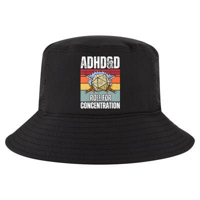 Retro Vintage ADHD&D Roll For Concentration Funny Gamer Cool Comfort Performance Bucket Hat