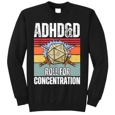 Retro Vintage ADHD&D Roll For Concentration Funny Gamer Sweatshirt