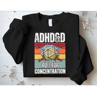 Retro Vintage ADHD&D Roll For Concentration Funny Gamer Sweatshirt