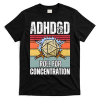 Retro Vintage ADHD&D Roll For Concentration Funny Gamer T-Shirt