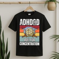 Retro Vintage ADHD&D Roll For Concentration Funny Gamer T-Shirt