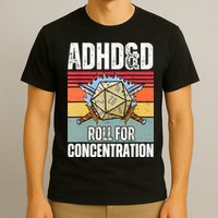Retro Vintage ADHD&D Roll For Concentration Funny Gamer T-Shirt