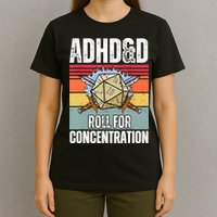Retro Vintage ADHD&D Roll For Concentration Funny Gamer T-Shirt