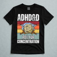 Retro Vintage ADHD&D Roll For Concentration Funny Gamer T-Shirt