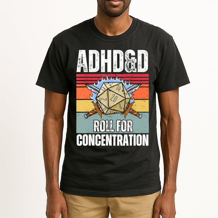 Retro Vintage ADHD&D Roll For Concentration Funny Gamer Tall T-Shirt