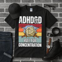Retro Vintage ADHD&D Roll For Concentration Funny Gamer Tall T-Shirt