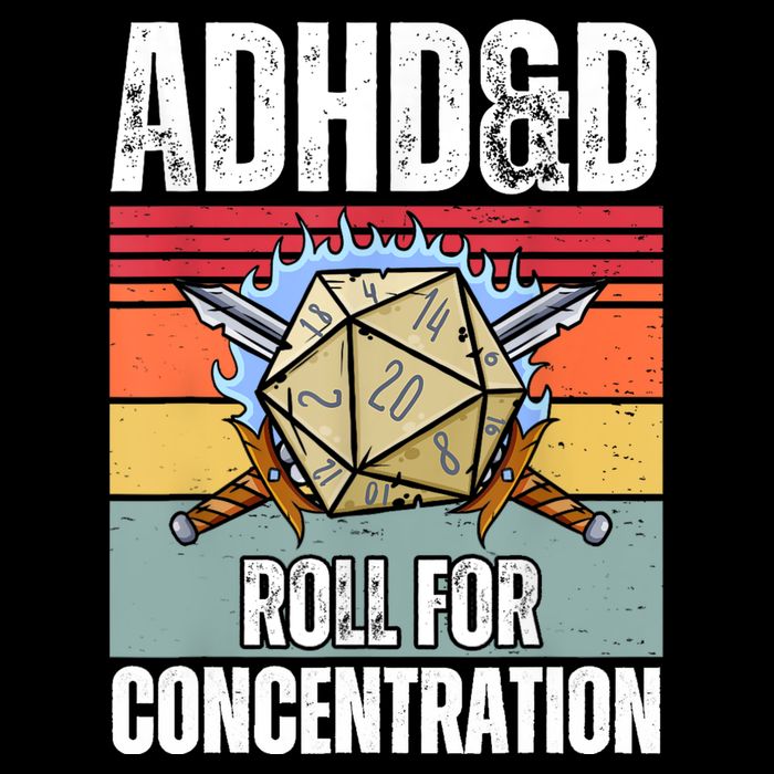 Retro Vintage ADHD&D Roll For Concentration Funny Gamer Tall T-Shirt