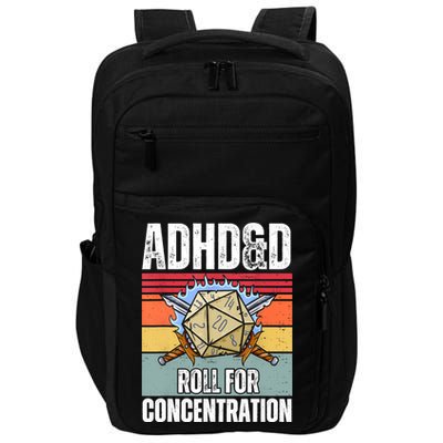 Retro Vintage ADHD&D Roll For Concentration Funny Gamer Impact Tech Backpack