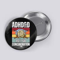 Retro Vintage ADHD&D Roll For Concentration Funny Gamer Button