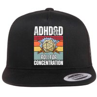 Retro Vintage ADHD&D Roll For Concentration Funny Gamer Flat Bill Trucker Hat