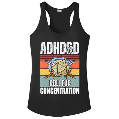 Retro Vintage ADHD&D Roll For Concentration Funny Gamer Ladies PosiCharge Competitor Racerback Tank