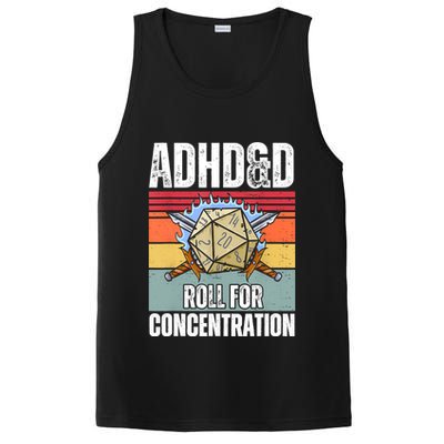 Retro Vintage ADHD&D Roll For Concentration Funny Gamer PosiCharge Competitor Tank