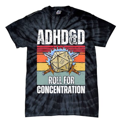 Retro Vintage ADHD&D Roll For Concentration Funny Gamer Tie-Dye T-Shirt