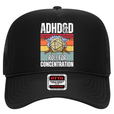 Retro Vintage ADHD&D Roll For Concentration Funny Gamer Trucker Hat