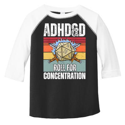 Retro Vintage ADHD&D Roll For Concentration Funny Gamer Toddler Fine Jersey T-Shirt