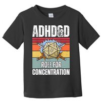 Retro Vintage ADHD&D Roll For Concentration Funny Gamer Toddler T-Shirt