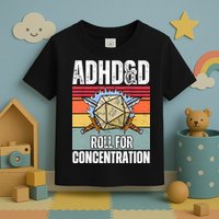 Retro Vintage ADHD&D Roll For Concentration Funny Gamer Toddler T-Shirt