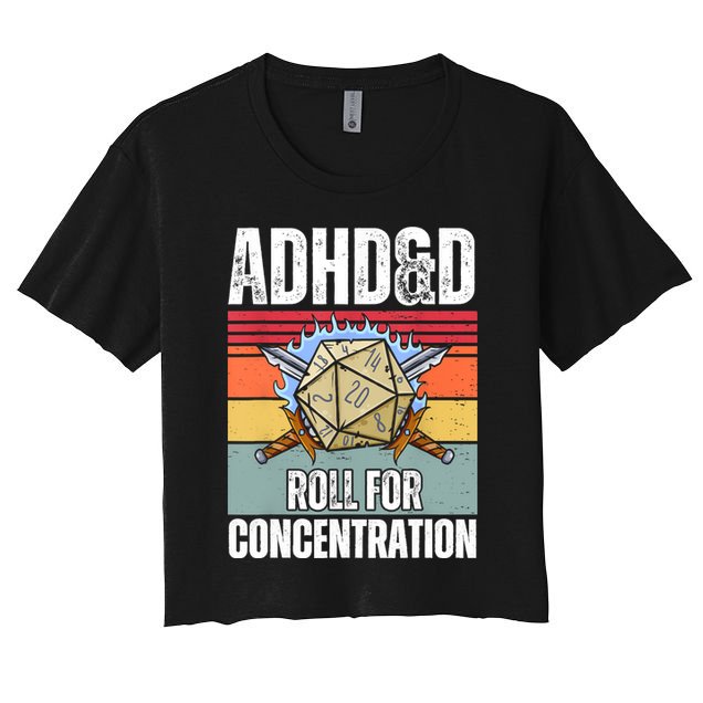 Retro Vintage ADHD&D Roll For Concentration Funny Gamer Crop Top