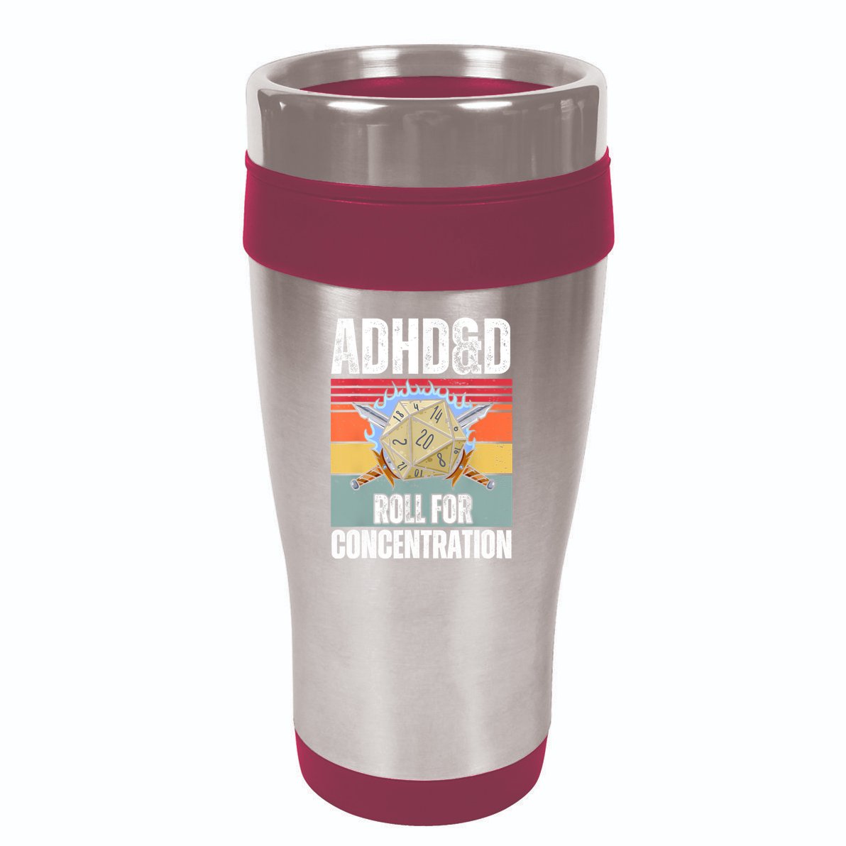 Retro Vintage ADHD&D Roll For Concentration Funny Gamer 16oz Travel Tumbler