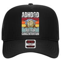 Retro Vintage Adhd&D Roll For Concentration Funny Gamer High Crown Mesh Back Trucker Hat