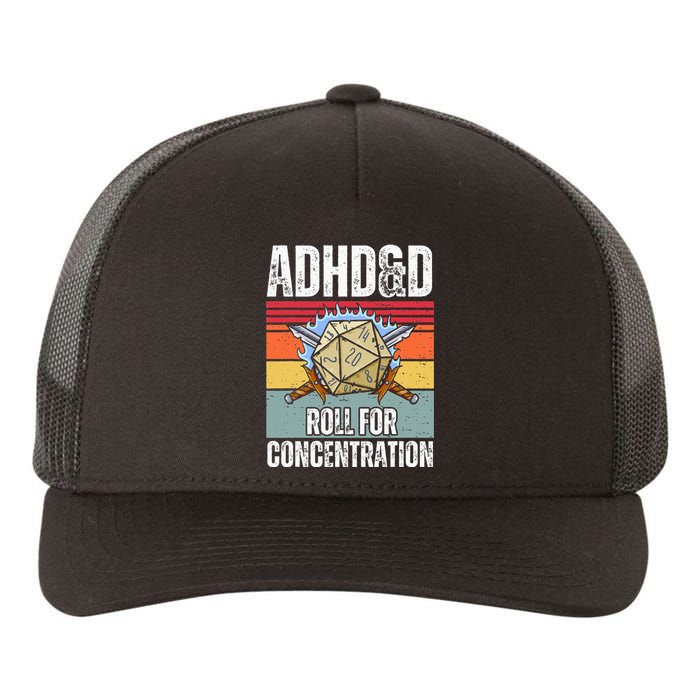 Retro Vintage Adhd&D Roll For Concentration Funny Gamer Yupoong Adult 5-Panel Trucker Hat