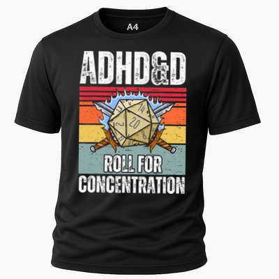Retro Vintage Adhd&D Roll For Concentration Funny Gamer Performance Shirt