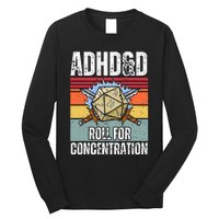 Retro Vintage Adhd&D Roll For Concentration Funny Gamer Long Sleeve Shirt