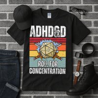 Retro Vintage Adhd&D Roll For Concentration Funny Gamer Tall T-Shirt