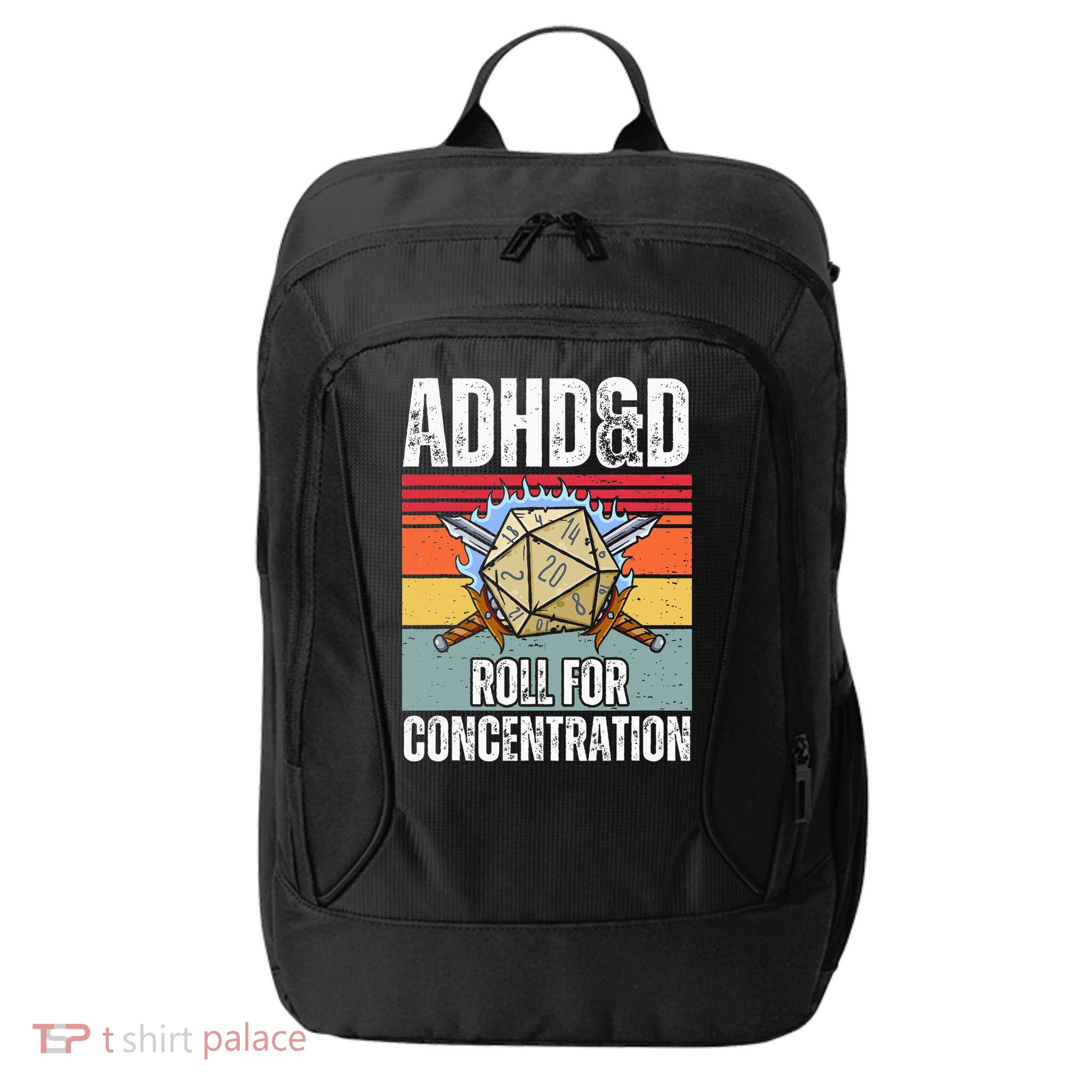 Retro Vintage Adhd&D Roll For Concentration Funny Gamer City Backpack