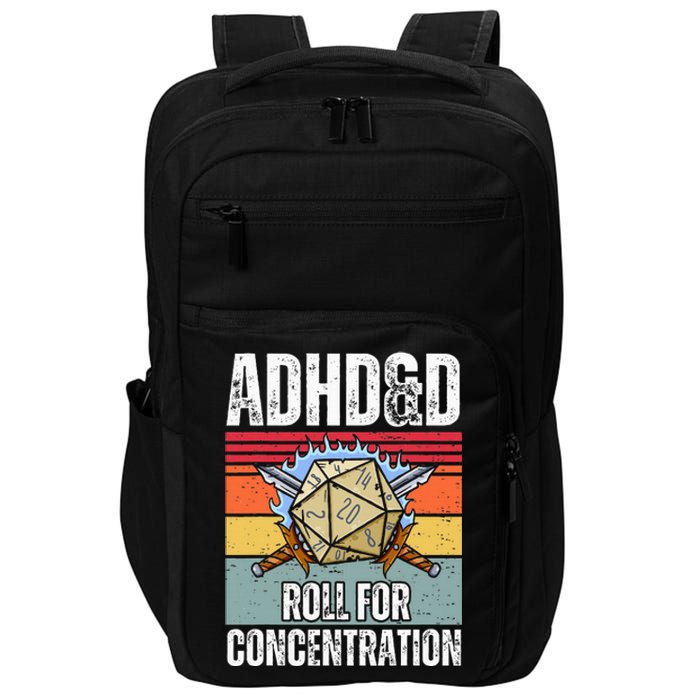 Retro Vintage Adhd&D Roll For Concentration Funny Gamer Impact Tech Backpack