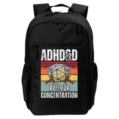 Retro Vintage Adhd&D Roll For Concentration Funny Gamer Daily Commute Backpack