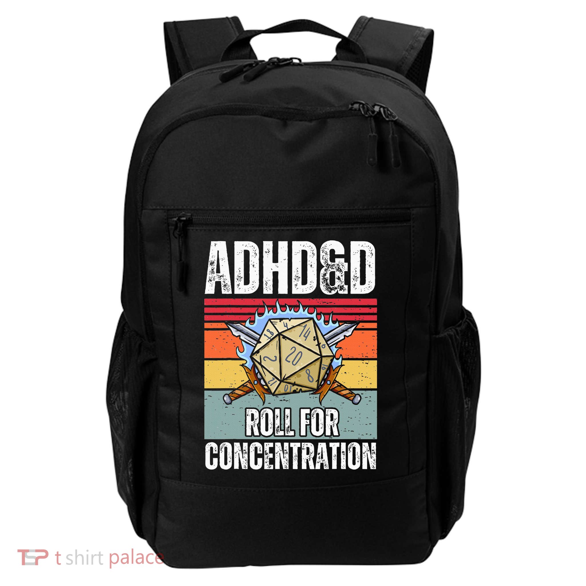 Retro Vintage Adhd&D Roll For Concentration Funny Gamer Backpack