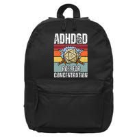 Retro Vintage Adhd&D Roll For Concentration Funny Gamer 16 in Basic Backpack