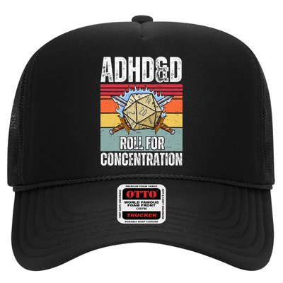 Retro Vintage Adhd&D Roll For Concentration Funny Gamer Trucker Hat