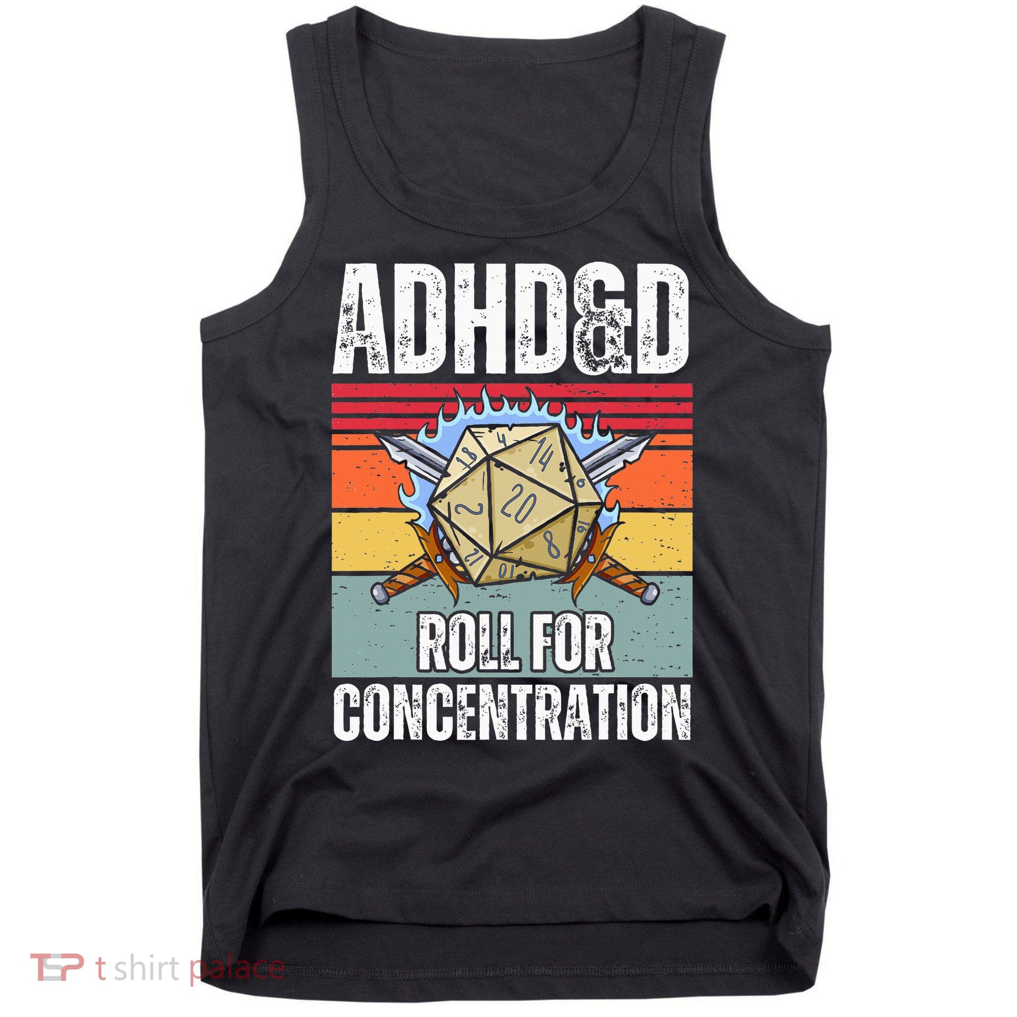 Retro Vintage Adhd&D Roll For Concentration Funny Gamer Tank Top