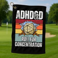 Retro Vintage Adhd&D Roll For Concentration Funny Gamer Golf Towel