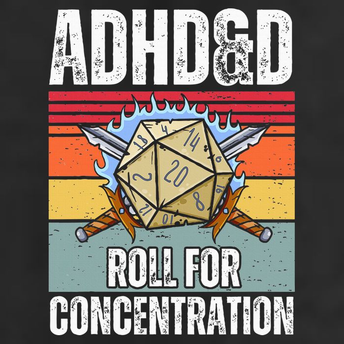 Retro Vintage Adhd&D Roll For Concentration Funny Gamer Golf Towel