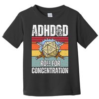 Retro Vintage Adhd&D Roll For Concentration Funny Gamer Toddler T-Shirt