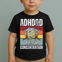 Retro Vintage Adhd&D Roll For Concentration Funny Gamer Toddler T-Shirt