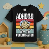Retro Vintage Adhd&D Roll For Concentration Funny Gamer Toddler T-Shirt