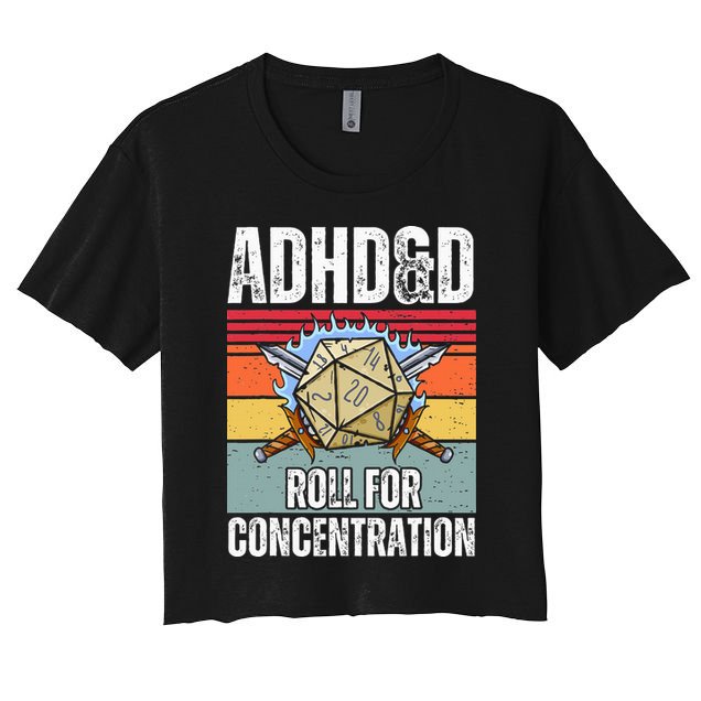Retro Vintage Adhd&D Roll For Concentration Funny Gamer Crop Top