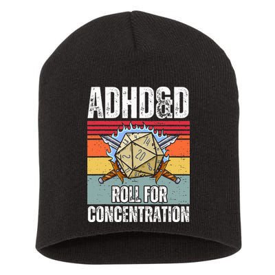 Retro Vintage Adhd&D Roll For Concentration Funny Gamer Short Acrylic Beanie