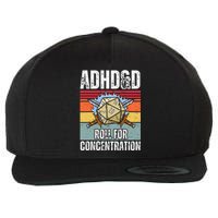 Retro Vintage Adhd&D Roll For Concentration Funny Gamer Wool Snapback Cap