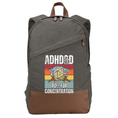 Retro Vintage Adhd&D Roll For Concentration Funny Gamer Cotton Canvas Backpack