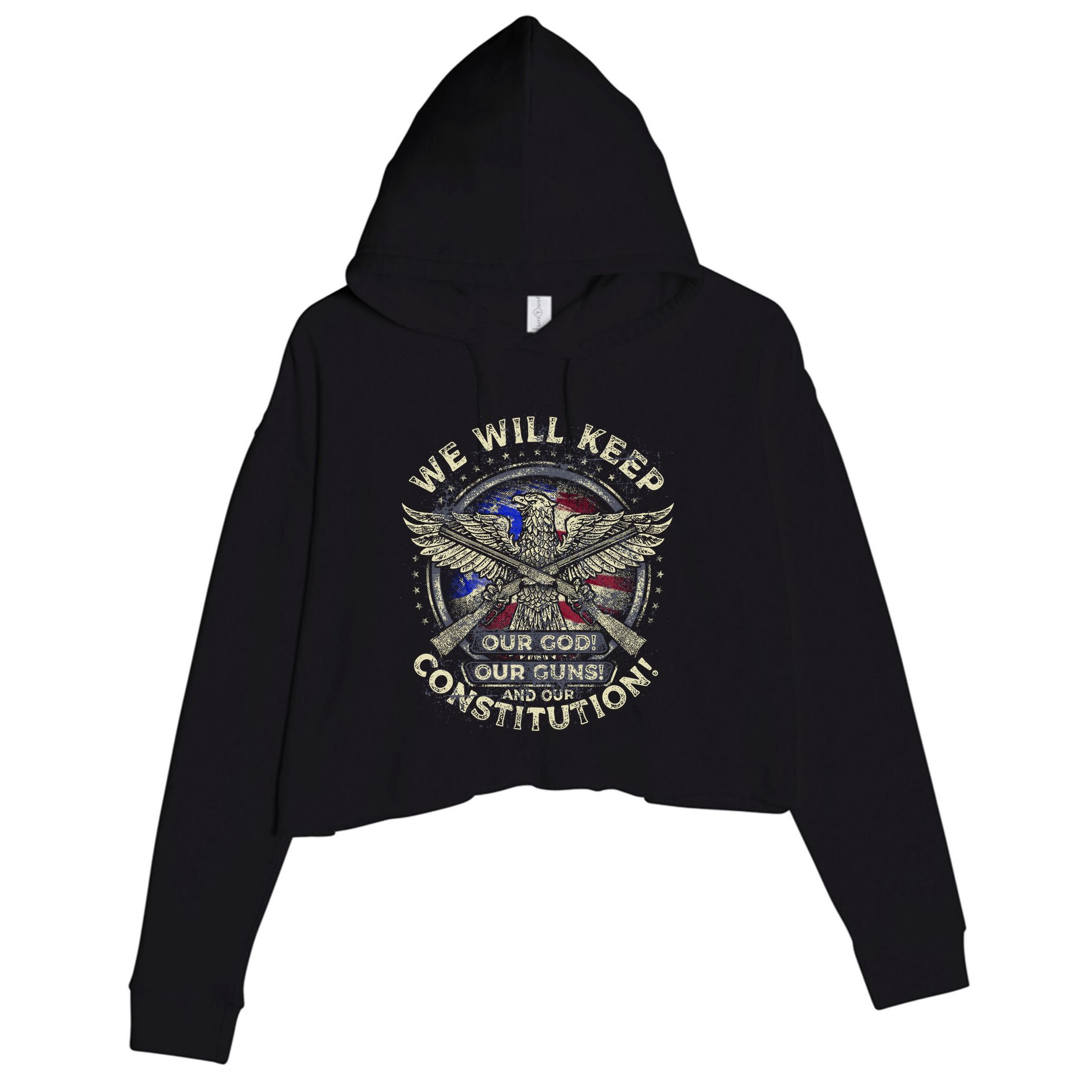 Retro Vintage America Amendment Crop Fleece Hoodie