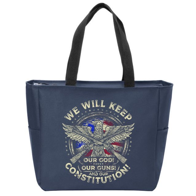 Retro Vintage America Amendment Zip Tote Bag