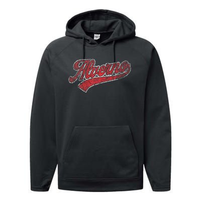 Retro Vintage Alverno Name Performance Fleece Hoodie