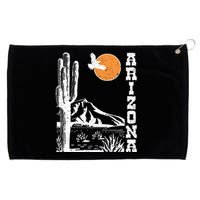 Retro Vintage Arizona Mountain Sedona Desert Sun And Cactus Grommeted Golf Towel