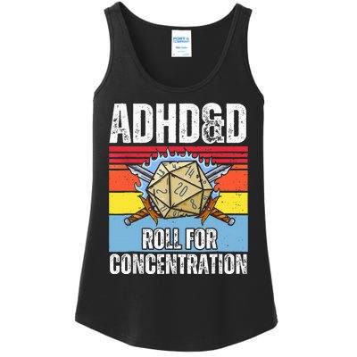 Retro Vintage Adhd&D Roll For Concentration Funny Gamer Ladies Essential Tank