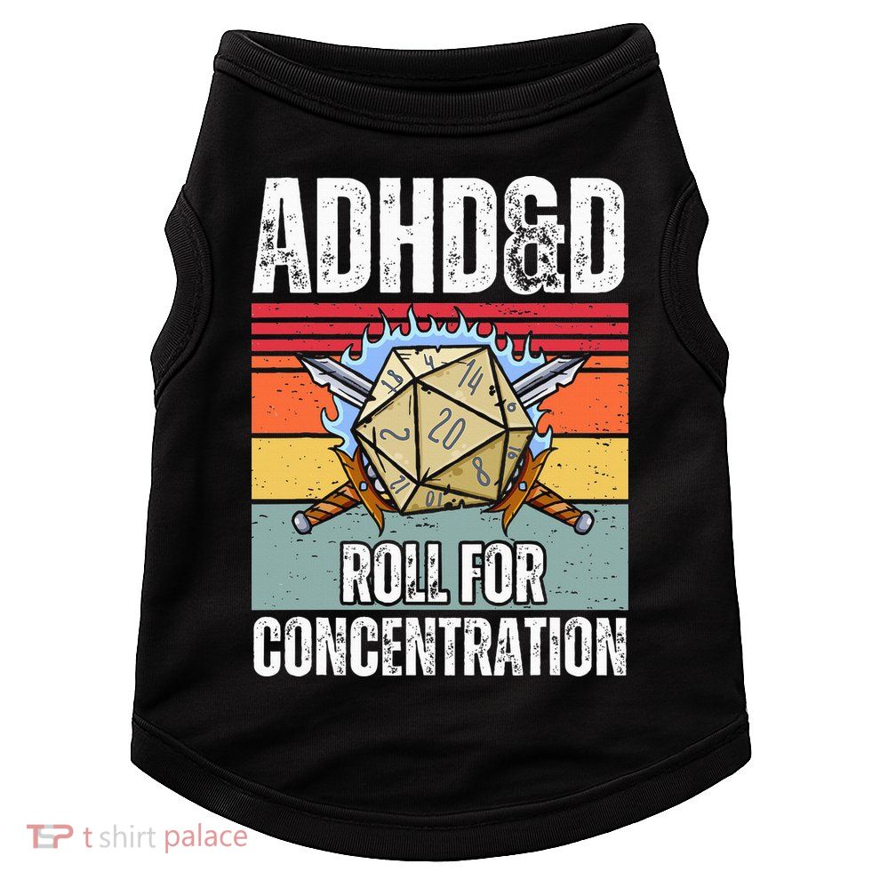 Retro Vintage ADHD&D Roll For Concentration Funny Gamer Doggie Tank